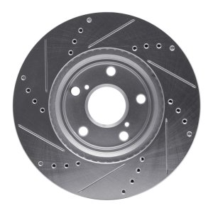 Lexus ES300 Brake Rotor (1) - Front Right - R1 Concepts - Drilled & Slotted - Silver - `99-`07